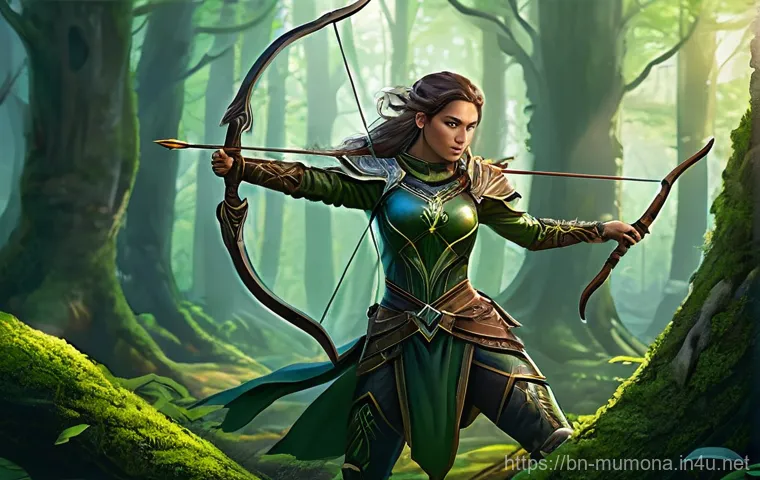 뮤 모나크 자동 사냥 효율 높이기 - **Prompt 1: Strategic Hunting Spot & Skill Optimization**
A highly skilled female archer, depict...
