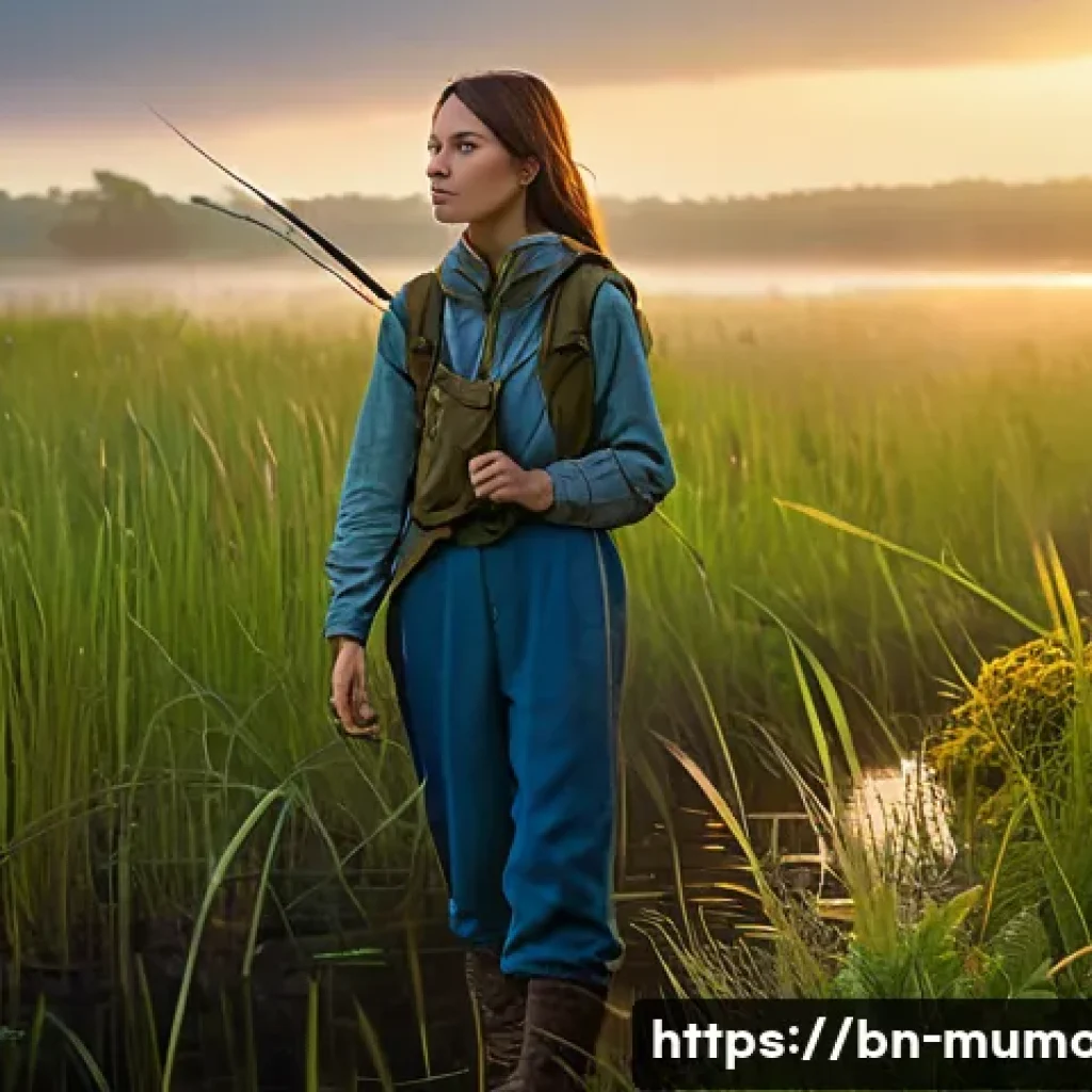 뮤 모나크 채집 콘텐츠 - **Prompt 1: Early Morning Monarch Hunt in a Serene Wetland**
"An adventurous young woman, dresse...